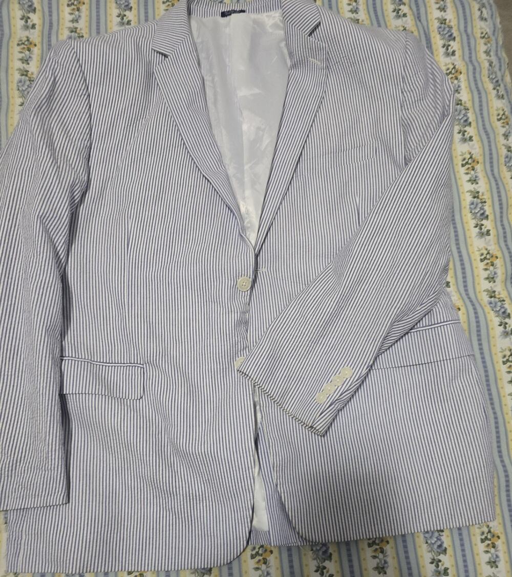 Saddlebred sport coat Men size 46R seersucker jacket suit blazer pucker stripe